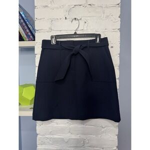 NWT Women's Ann Taylor LOFT‎ Navy Blue Tie Waist Pocket Shift Skirt - Size 4